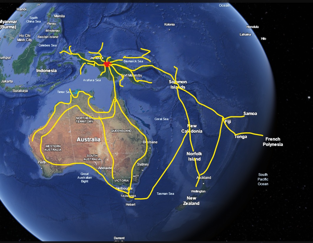 The Map of Melanesian Storylines, from New Guinea to other parts of the South Pacific.
